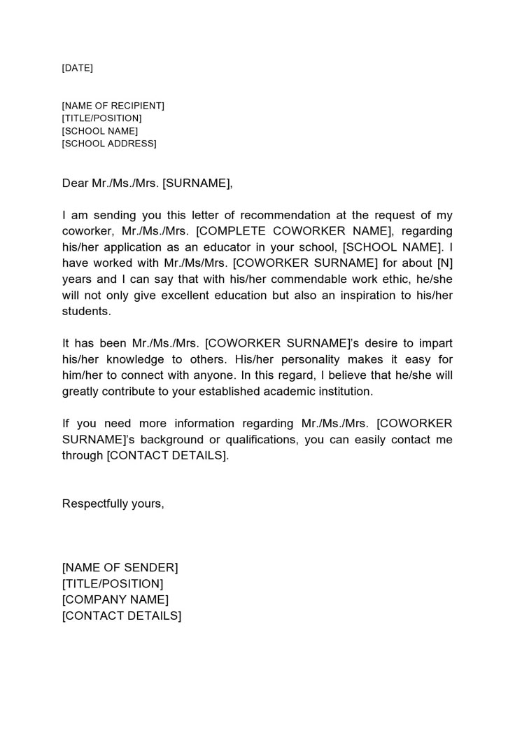 Effective Recommendation Letter Examples for Various Professions